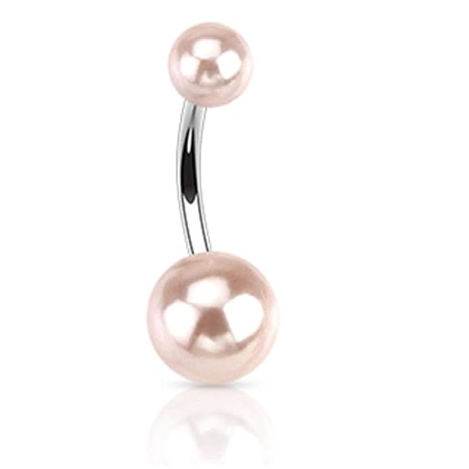 Paula & Fritz® Bauch-nabelpiercing Bananabell Bauch-Piercing Synthetische Perlen matt Weiß Pink Schwarz Edelstahl Chirurgenst