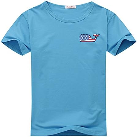 Vineyard Vines falg Classic Logo For 2016 Printed Short Sleeve women's T shirt Sky Blue Large