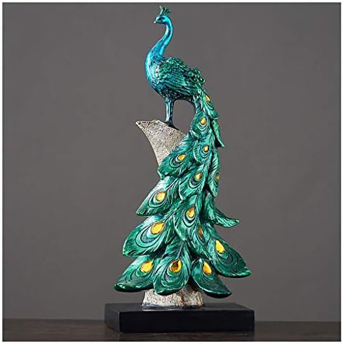 CPSHGYP Resin-rich bamboo jewelry decoration crafts for European Couple Peacock Creative Ornaments, Vintage Hand-carved Resin Decorations for Home Art Gifts (Size : 38 * 16cm)