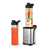 Homgeek Personal Mini Blender Smoothie Maker, Smoothie Single Serve Blender Portable Juicer Cup, Electric Power Mixer Fruit and Vegetable Single Serve,with Travel Lid and 2 Tritan Travel Sport Bottle