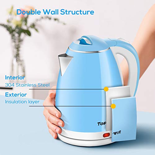 Topwit Electric Kettle, Double Wall Hot Water Kettle, 2L Electric Tea