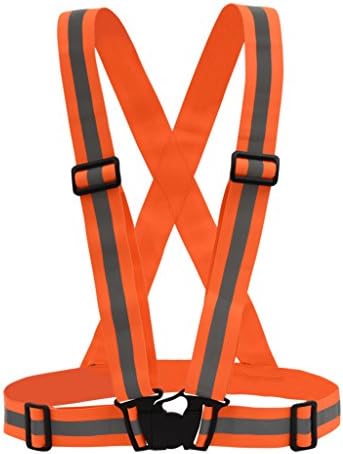 Keywin Safety Gear Reflective Vest High Visibility Day And Night for Jogging, Cycling, Working, Motorcycle Riding, or Running Fully Adjustable &amp; Comfortable (Orange)
