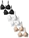 Barely There Women's Invisible Look Underwire Bra, Soft Taupe/White/Black, 38C (Pack of 6)