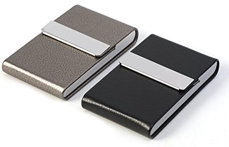 Business Card Holders, Personalized Business Card Holder，Business Card Case Wallet Set for Women or Men with Magnetic Shut Double Sided Open_(2 Cases)