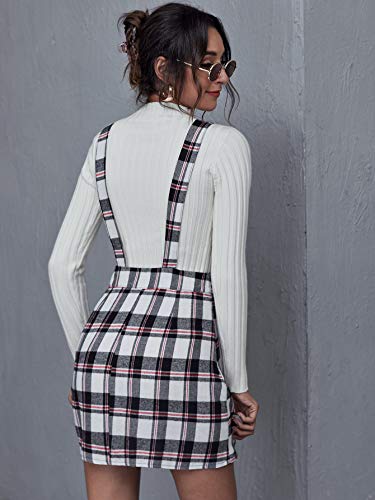 black and white checkered overall dress