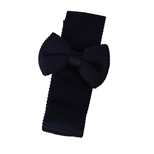 Dan Smith DAP3E01A Midnight Blue Solid Perfect Designer Microfiber Pre-tied Bow Tie and Skinny Tie Set Gift Idea For Anniversary