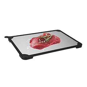 Image of Defrosting Tray Beyetori Thawing Plate with Black Silicone Border Thaws Frozen Food Faster the Quicker and Safest Way to Defrost Meat or Frozen Food Quickly