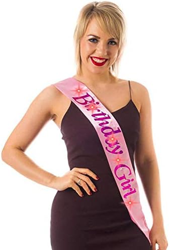 Alandra Birthdays FS-BG/P Birthday Girl Flashing Sash, Unisex-Adult, Pink, One Size