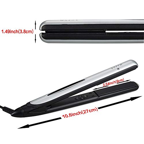Wazor Professional Ceramic Tourmaline Ionic Flat Iron 2 in 1 Hair Straightener & Curler,Instant Heat Up,Adjustable Temperature 284℉ to 446℉ with Digital LCD Display,1 inch