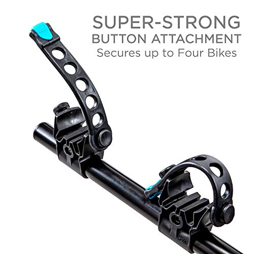 RaxGo Hitch Mounted 4 - Bike Rack Carrier, Sturdy Bicycle Swing Rack w/Tension Bar Included - Fits 2" Receiver - Foldable Design for Extra Convenience - Durable Powder-Coated Steel - Easy Assembly