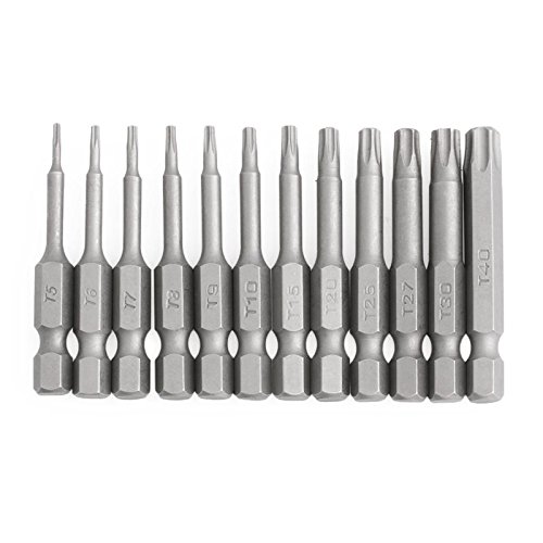 Click Here to See More Images Kangnice 12pcs/Set 1/4 Inch 50mm T5-T40 Magnetic Torx Screwdriver Bits Kit