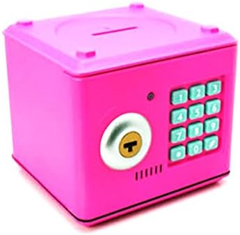 Heartte@ Children Piggy Bank, Mini Safe with 4-Digits Secret Code, Beep Alarm and Key (QD-safe-PK)