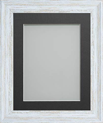 Frame Company Lynton Rustic White Photo Frame with Grey Mount, 8x6 for 5x3 inch, fitted with perspex — image 1