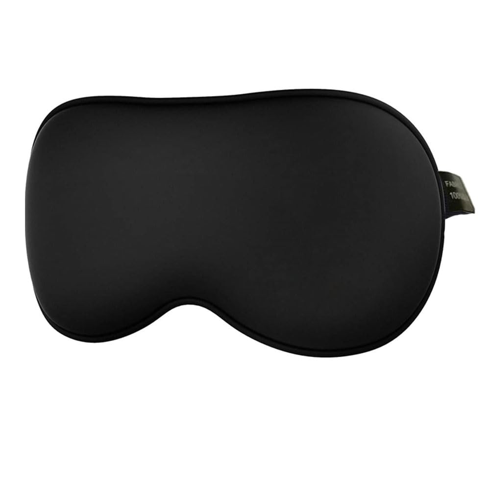 PJYU Soft Silk Fabric Sleep Mask with Adjustable Strap and Ear Plugs, Natural Cotton Filled Eye Mask for Women, Men and Kids