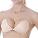 MITALOO Self Adhesive Backless Push Up Plunge Bra Invisible Strapless Bra with Buckle Beige