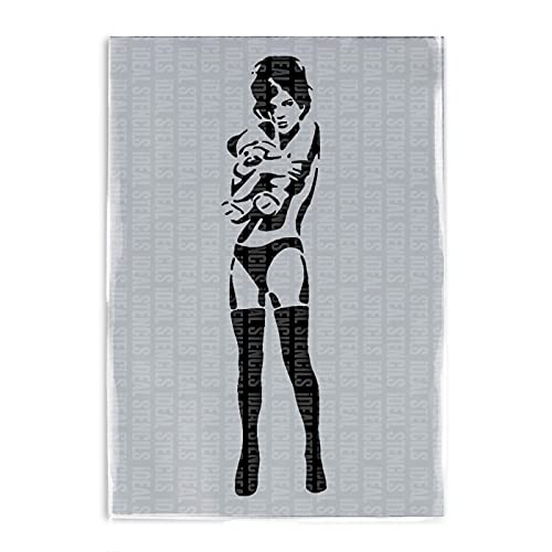 Banksy Girl Hugging Teddy Stencil | Home Decor Art Painting Stencil | Reusable (Large A2-13X54CM)