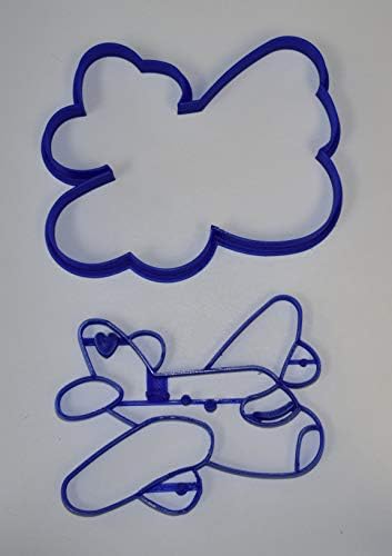 AIRPLANE 2 PIECE JET PLANE COOKIE CUTTER AND STAMP MADE IN USA PR673