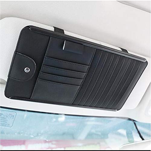 Car Sun Visor CD Organizer, 8 Pockets CD, DVDs Storage Case, Sunglasses & Pen Holder, Registration, Document and Ticket Holder, Personal Belonging Storage Pouch(Beige)