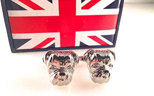 Bulldog Cufflinks, English Bulldog Cufflinks, Crystal Cufflinks, Men's Cuff Links, Wedding Cuff Links, Father's Day, Graduation Gift