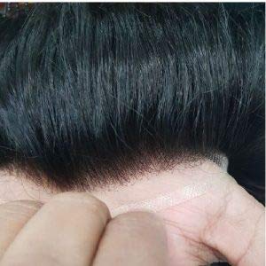 Verbier Full Head Men Human Hair Black Mens Toupee Transparent
