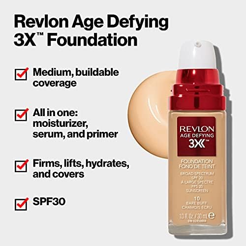 revlon age defying 3x makeup foundation firming lifting and anti aging medium buildable coverage with natural finish spf 20 035 natural beige 1