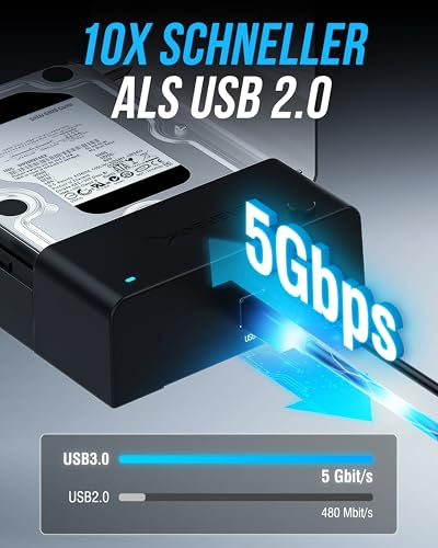 SABRENT Hard Drive Docking Station for 2.5"/3.5" SATA HDD & SSD USB-A 5Gbps - External Hard Drive Enclosure USB 3.0 - Docking Station without Hard Drive (EC-DFLT)
