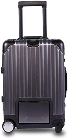 Luggage Sets Password Lock Aluminum-Magnesium Alloy Intelligent Electric Universal Wheel Travel Boarding Luggage Trolley Case 20 Inches,Guncolor