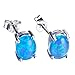 RongXing Jewelry 2016 New Cute 925 Women and Girls Oval Blue Opal Silver Stud Earring(8.5mm6.5mm)