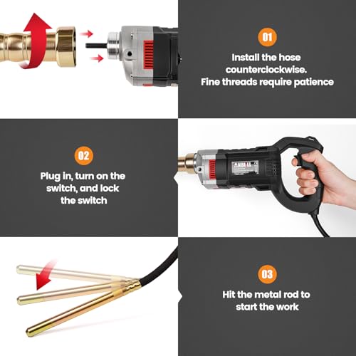 Anbull Electric Concrete Vibrator 4 m, 1800 W Vibrating Needle For Concrete, 5500 rpm, 0.9 mm Amplitude, Concrete Vibrator, Black