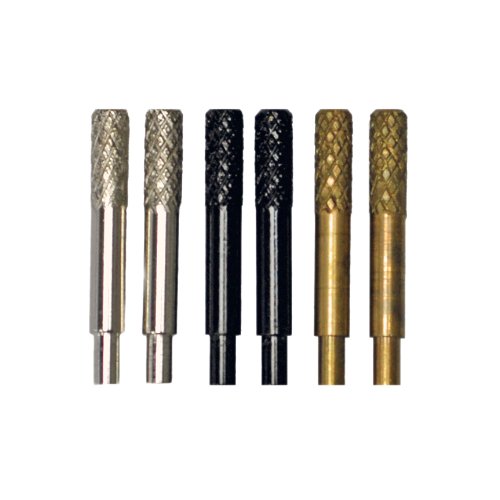 6 Machined Metal Cribbage Pegs - 2 Brass, 2 Silver & 2 Black with Velvet Pouch