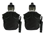 $averPak 2 Pack - Includes 2 Seychelle 38oz ADVANCED Filter Canteens with Canteen Insulator Slings in Black