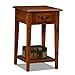 Leick Home Haven Ridge Accent Table, Solid Wood End Table, Square Side Table, Black Hardware, 1 Drawer, Display Shelf, Easy Assembly, Medium Oak, 15 in x 15 in x 24 in, 9041-MED