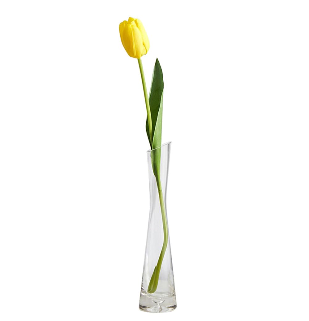 20cm Hand-Made Blown Art Bud Glass Vase Clear Small Flower Single Stem Vase for Decor Home Table Centerpieces Dinning Wedding