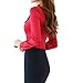E.JAN1ST Women's Long Sleeve Shirt Tie Bow Neck Button End Slim Fit Chiffon Blouse
