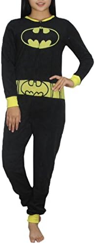 DC COMICS BATGIRL Womens One-Piece Polar Fleece Romper Jumpsuit L Black