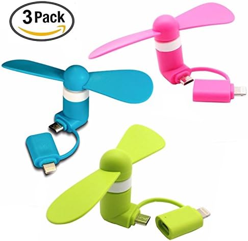 FNWD 2-in-1 Mini Cell Phone Fan for iPhone/iPad and Android (3-PACK)