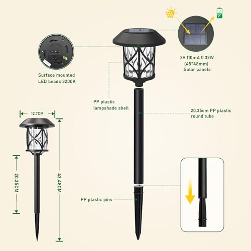 Quntis Solar Garden Lights LED 8 Pieces Solar Garden Lights with Automatic On/Off 3200K Outdoor Lights Garden Decorative IP65 Waterproof for Courtyard Lawn Pool Patio Driveway Trees