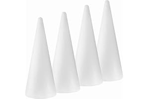 FFchuanhe 4-Pack Craft Foam Cones(4.6X15.4in), Polystyrene Cone Shaped Foam, Foam Tree Cones, for Arts and Crafts, Christmas, School, Wedding, Birthday, DIY Home Craft Project. White