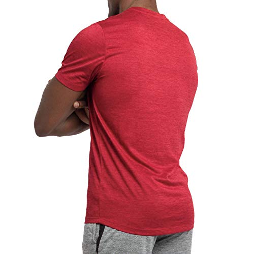 Alive Men's Tee Shirt Active Quick Dry Workout Short Sleeve Shirts Crew Neck (Biking Red Heather, Large)