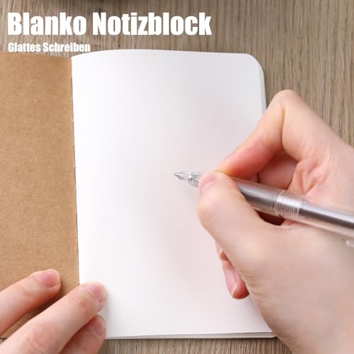 Koogel 32 Stück Klein Blanko Notizbücher, Notizbuch Journal Tagebuch Notizblöcke Schulhefte 13 x 9cm Notizbücher mit Kraftpapier-Einband Braun