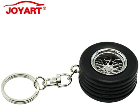 JOYART Key Ring Automobile Tire and Chrome Wheel Keychain for Boy Friend's Gift