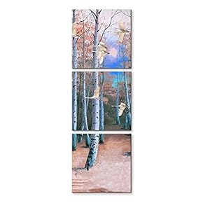 3 Panel Canvas Wall Art Birch Woods Pictures Home Wall Decorations for Bedroom Living Room Paintings Canvas Prints Framed - 12"x12"x3 Panels