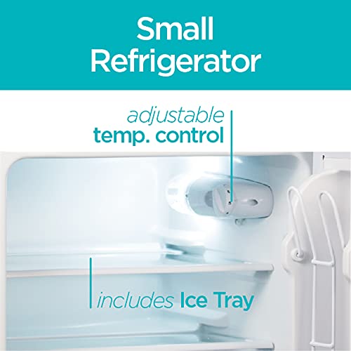 BLACK + DECKER 3.1 Cu. Ft. Compact Two Door Refrigerator with Freezer, ENERGY STAR Certified Mini Fridge, 0.9 Cu. Ft. Freezer, Interior Light, R600a Refrigerant, BCRDK32W, White