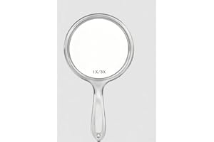 Stianiiie Makeup Hand Mirror, Double-Sided Handheld Mirror 1X/3X Magnifying Mirror with Handle, Wall Mounted Mirror, (Crystal