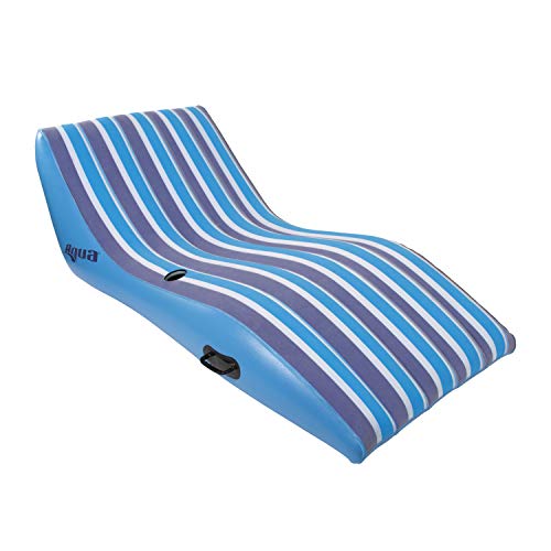 Aqua Ultra Comfort Recliner Lounge, One 1-Person, Heavy Duty, X-Large, Lounge Pool Float, Navy/White Stripe