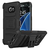 Galaxy S7 Edge Case, MoKo Shock Absorbing Hard Cover Ultra Protective Heavy Duty Case with Holster Belt Clip + Built-in Kickstand for Samsung Galaxy S7 Edge 5.5 Inch - Black (NOT FIT Galaxy S7)