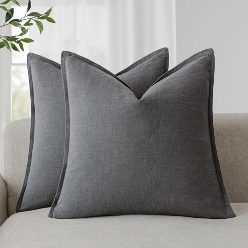 Foindtower dekorative Leinenkissenbezüge, weicher Akzent, einfarbig, quadratisch, Boho-Stil, Landhaus-Zierkissenbezüge, für Stuhl, Sofa, Schlaf-/Wohnz