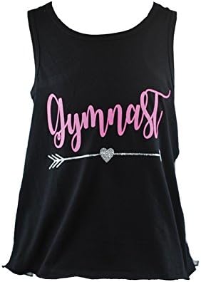 Reflectionz Big Girls Black Pink Sliver "Gymnastics" Arrow Tank Top 8