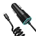 Coiled Cable Car Charger Compatible iPhone XR/X/XS MAX / 8 Plus / 8/7 / 6s / 6s Plus 5S 5 5C SE, iPad and More, with Extra USB Port