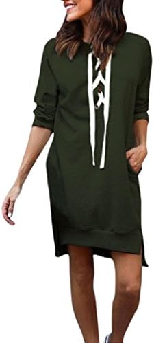HITRAS Women Bandage Bodycon Party Cocktail Long Sleeve Casual Short Mini Dress (L, Green)